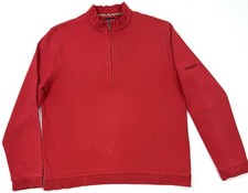 Burberry Golf Mens 1/4 Zip Pullover Sweater Size XL Nova Check Trim Cotton Red
