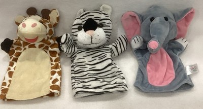 Spark Create Imagine Elephant Animal Hand Puppet + Zebra & Giraffe   ~ Lot of 3