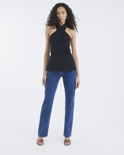 River Island Womens Waistcoat Black Halter Neck Button Fastening Sleeveless Top