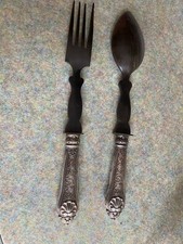 Salatbesteck Messer Gabel Horn Silber Gestempelt Lot 13