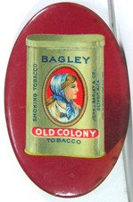 ca1910 BAGLEY OLD COLONY TOBACCO CELLULOID ADVERTISING POCKET MIRROR WHETSTONE