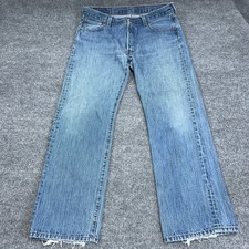 Levi's 501 Jeans Mens 36X32 Blue Denim Distressed Original Straight Fit Pockets