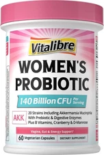 Women's Probiotic Akkermansia 140 Billion CFU 19 Strains w/ D-Mannose Cranberry