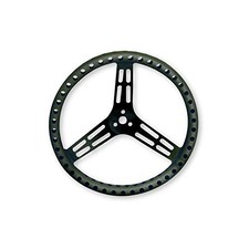 52-56833 14" Aluminum Drilled Black Steering Wheel, Lightweight Dish Design,