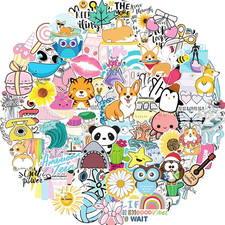 100 PCS Water Bottle Stickers for Kids Teens Girls, Aesthetic Cute Vinyl Waterpr