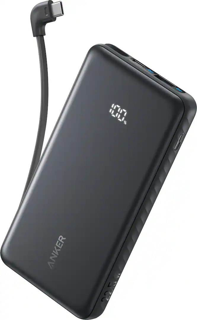 2x Anker - Power Bank (10K, 22.5W, Built-In USB-C Cable) - Black