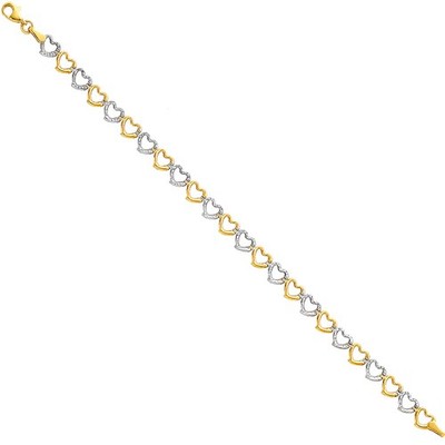 Massives 14k zweifarbiges Gold 2T leichtes ausgefallenes hohles Armband 7,5'' Damen 3,63 g