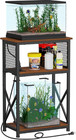 10 Gallon Fish Tank Stand with Power Outlets, Aquarium Stand with Storage, 3 Tie