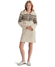 Steve Madden Women's Essa Half-Zip Sweater Dress - Black/Beige Multi, Medium