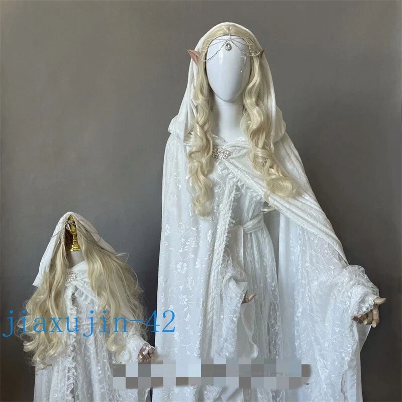 Lord of the Rings The Hobbit Galadriel Cosplay Costume Outfits Wig Adult/kids- - Image 4 of 4