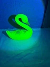 Vintage Fenton Uranium glass swan figure hand decorated glows UV signed