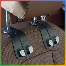 Car Purse Hook Double Seat Back Holder Leather Aluminum 2 Pack Black