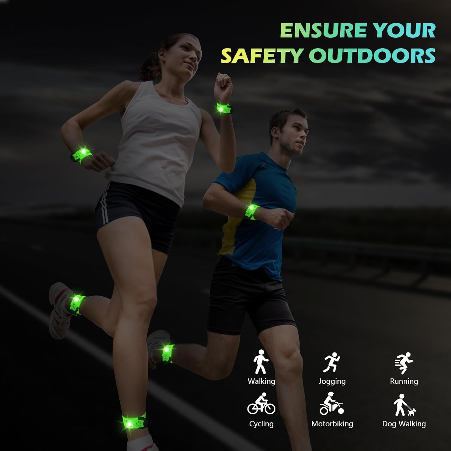 2 PCS LED Armband Rechargeable for Running Walking Cycling Jogging, 2025 Version