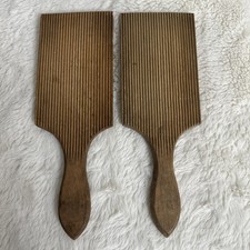Pair of Vintage Wooden Butter paddles ￼ with Bevelled Edges to Backs