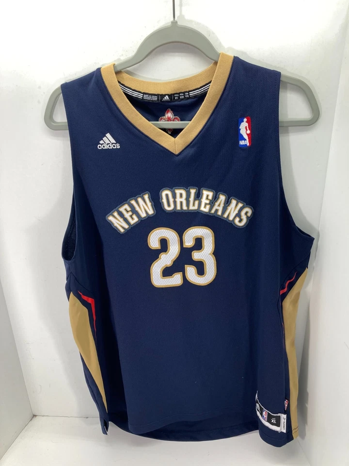 New Orleans Pelicans Adidas Anthony Davis #23 Basketball Jersey Kids XL Blue Tan - Image 3 of 4