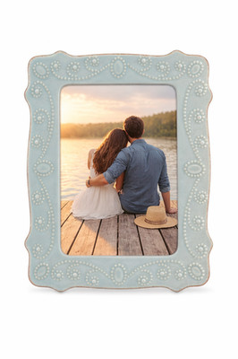 Lenox French Perle Ice Blue Picture Frame 5'' x 7'' Stoneware