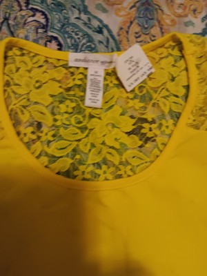 Ambiance Apparel Top Junior girls size Small, Yellow Crop Lace Casual Comfy