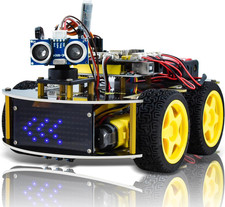 4WD Robot Car Starter Kit per Arduino R3, Bluetooth IR Remote Control, Line Foll