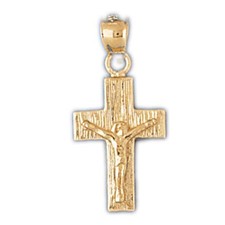 Jesus Christ on Cross Charm Pendant 14k Gold