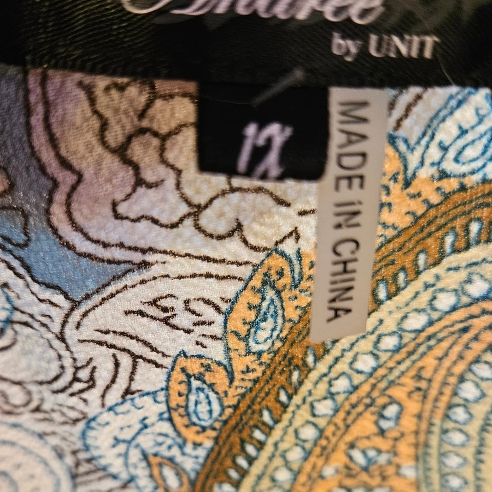 1X Velvet Paisley Plaid Embroidered Button Up Shirt Top - Image 2 of 4