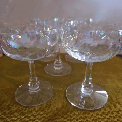 Champagne Cocktail Coupe Glasses Iridescent Set of 5 Vintage Stemware Barware