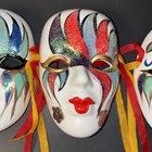 Vintage Hand Painted Ceramic Masks Mario Gras Style Great Colors Lot Of 3 — photo 3