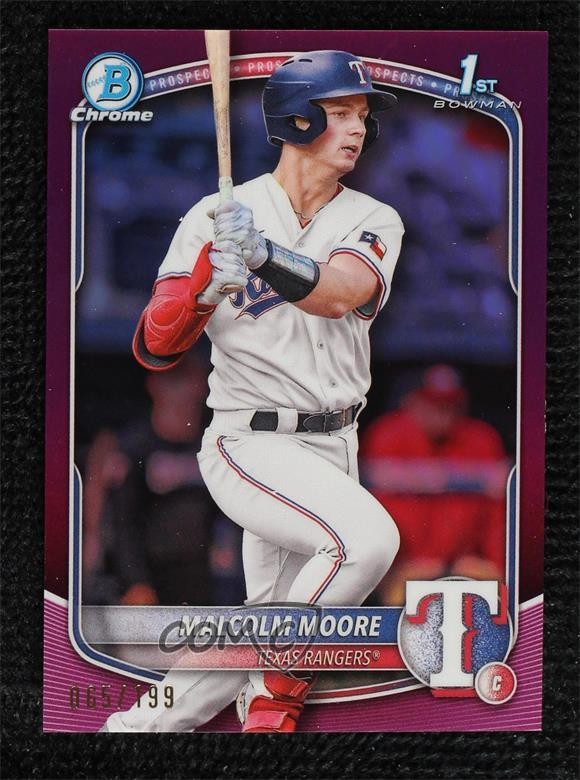 2025 Bowman Chrome Prospects Fuchsia Refractor /199 Malcolm Moore #BCP-129 13c1
