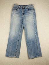 Pantalones de mezclilla para mujer Uniqlo pierna ancha holgados rectos talla 28 W31" azul Kaihara