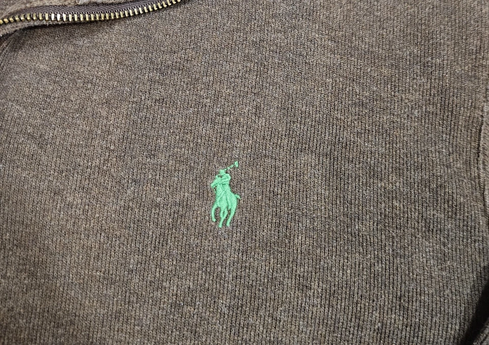 Polo Ralph Lauren Men’s 1/4 Zip Brown Pull Over Sweater Long Sleeve Ribbed Sz XL - Image 2 of 4