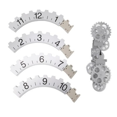 15.94in Large Silver Hanging Wall Clock Rotary Gear Mechanical Moving Decor f...