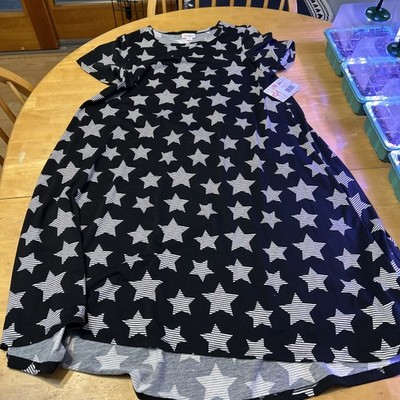 LuLaRoe Women's Carly Dress Black With White Stars Small New With Tags