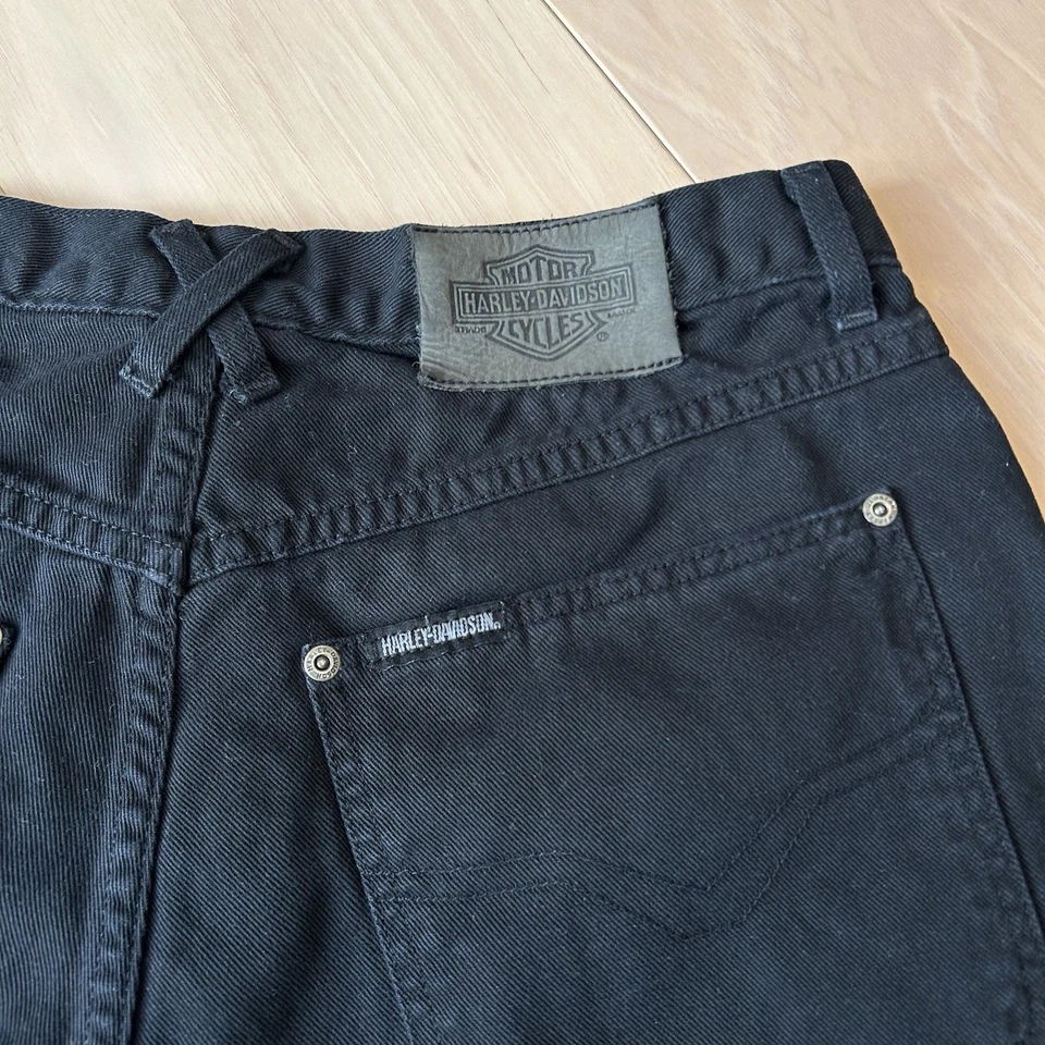 Vintage Harley Davidson Denim Black Jean Shorts USA Made 8” Inseam Men’s 30” - Image 4 of 4