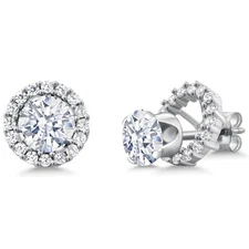 925 Sterling Silver Zirconia Stud Earrings with Removable Jackets For Women