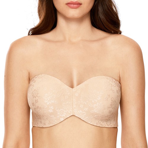 Damen trägerloser Minimizer-BH Bügel Jacquard Spitze BHs Übergröße 32-46 B-H - Bild 2 von 36