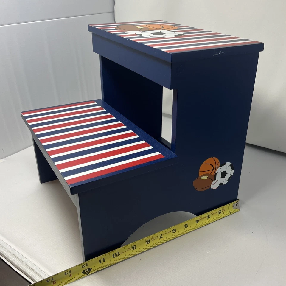 Deportes, taburete niños, regalos personalizados, taburete de baño, azul real rojo Foto 2 de 4
