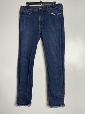 DSTLD Skinny Slim Jeans Men's Size 36x32 Blue 5-Pocket Dark Wash Raw Hem