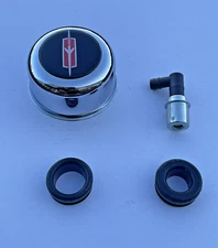 Chrome Valve Cover Breather & Grommet  PCV Valve OLDSMOBILE SYMBOL RED NEW 