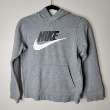 Nike L Gray Pullover Hooded Sweatshirt Kangaroo Pocket On Front