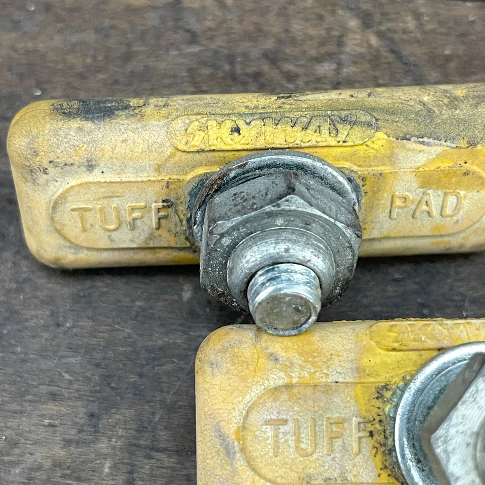 Vintage Skyway Tuff Pads Yellow Brake Pad Old School BMX Shoe OG 80s Threaded - Image 3 of 4