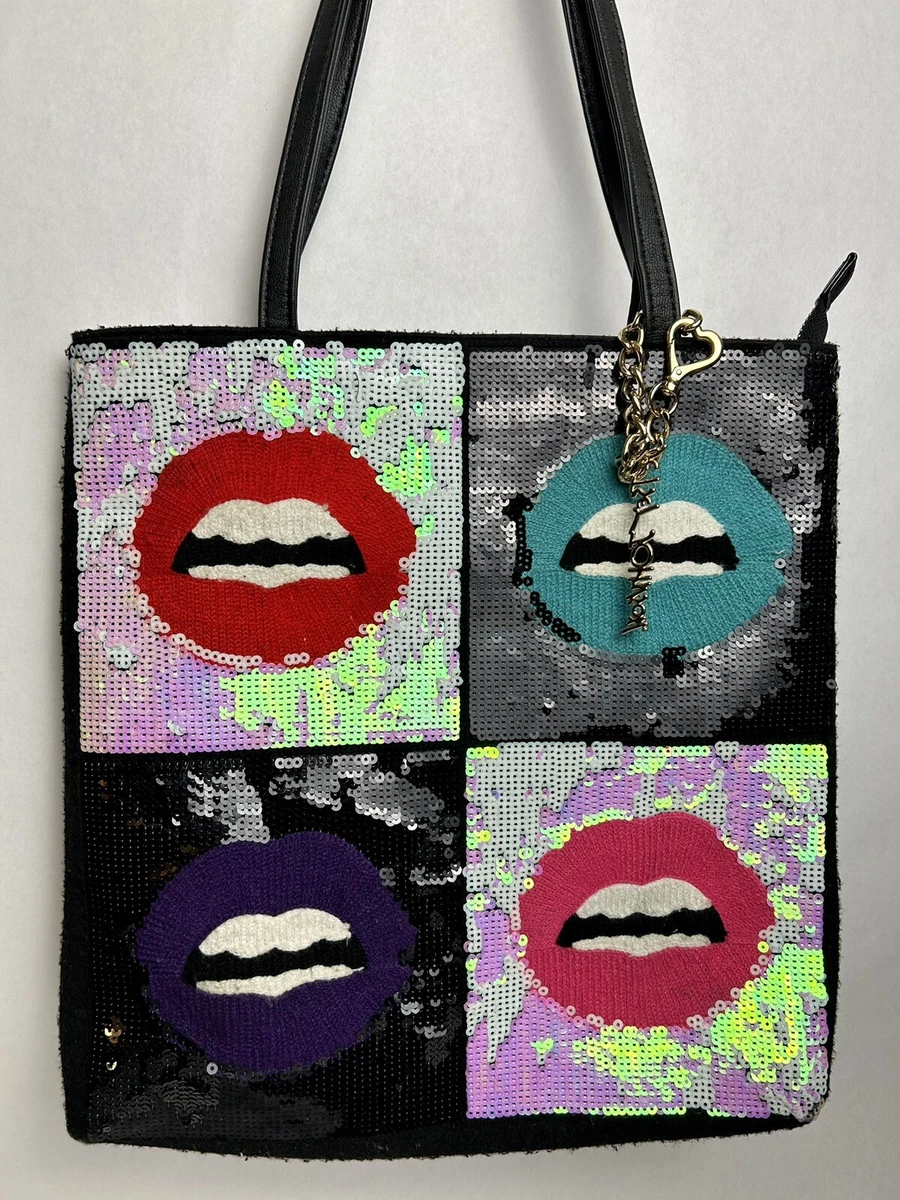 Betsey Johnson Tote Bag Rebel Sequin 4 Lips Pop Art Handbag eBay