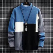 Mens Knitted Sweaters Long Sleeve Pullover Warm Winter Round Neck Sweatshirt