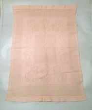 Manta bebé rosa vintage diseño de ositos de peluche tejido tejido algodón mezcla de polietileno niñas