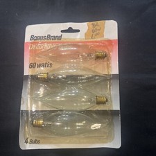 4 - 60 Watt Bent Tip Candelabra Base Bulbs NEW In Package As Pictures