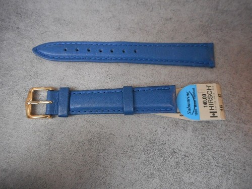 Bracelet De Montre Hirsch Submarine Taille 14 Bleu - Neuf Avec étiquettes - Modèle 230A En Cuir