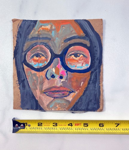 Portrait Painting Original Woman Wearing Glasses Naive Outsider Art Miz Katie - Picture 3 of 13