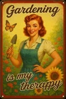 Vintage Gardening is My Therapy Farmhouse Tin Metal Signs Home Décor 8x12