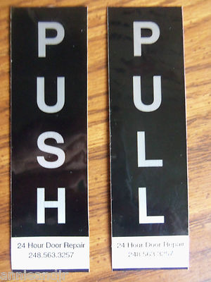 Push Pull Entrance Exit Door Window Die Cut Stickers / Decals  (One of Each)