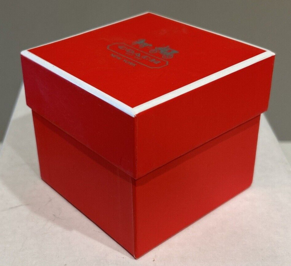 COACH EMPTY RED Gift Box Small Jewelry Storage Watch Box + white pillow + guide