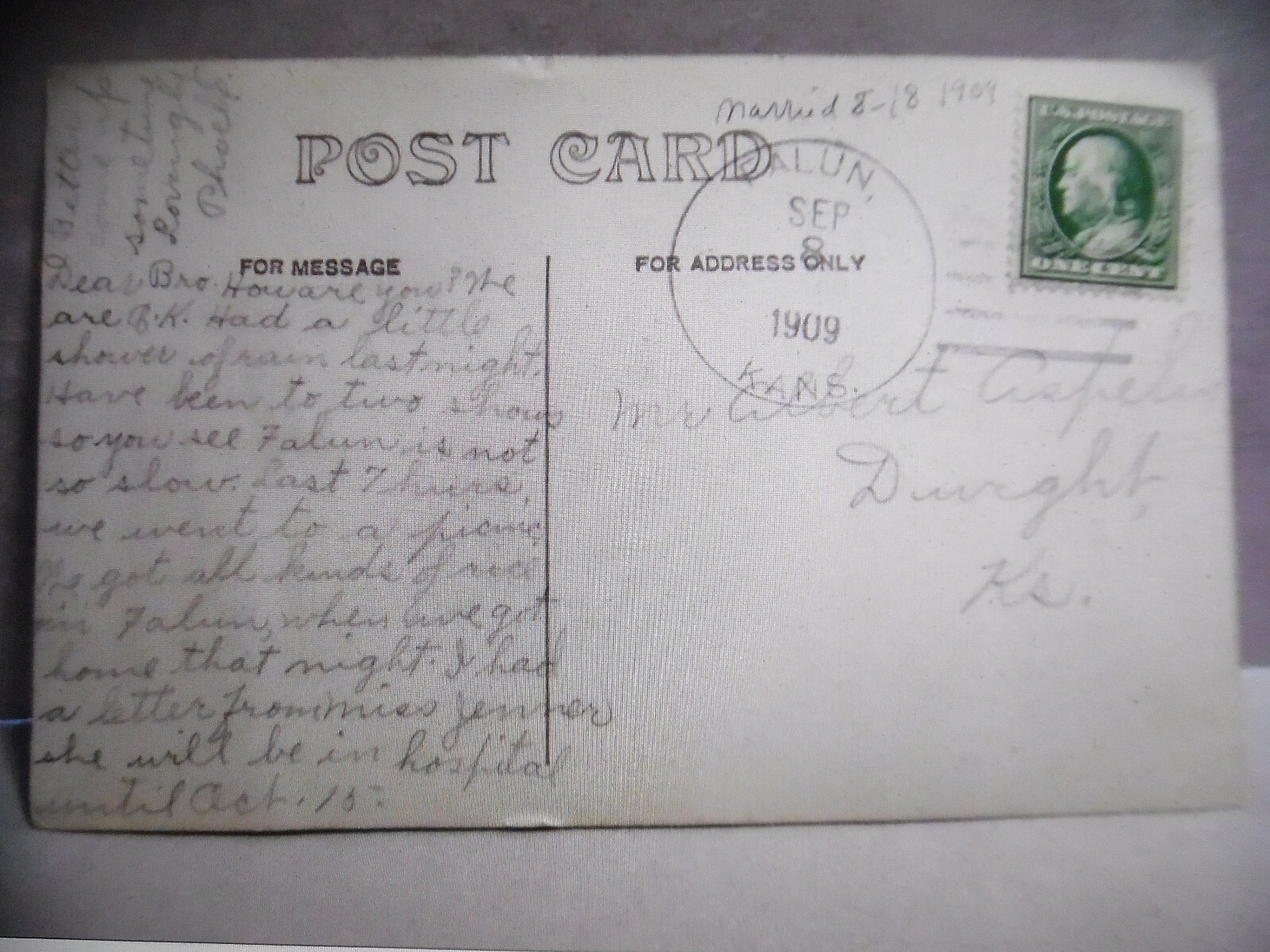 PC 50067 POSTCARD VIEW OF THE FALUN STATE BANK IN FALUN, KANSAS RPPC