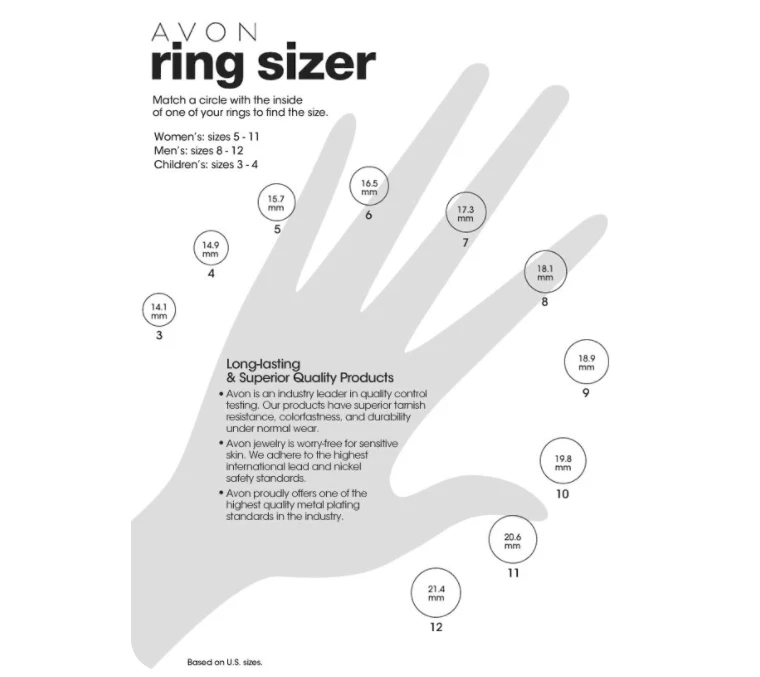 Vintage Avon Ring Sizer Sizes 3 to 13 New Free shipping